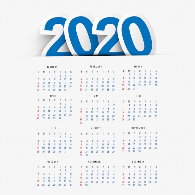 Calendário 2020