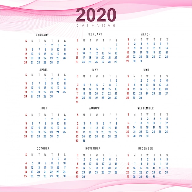 Vetor grátis calendário 2020