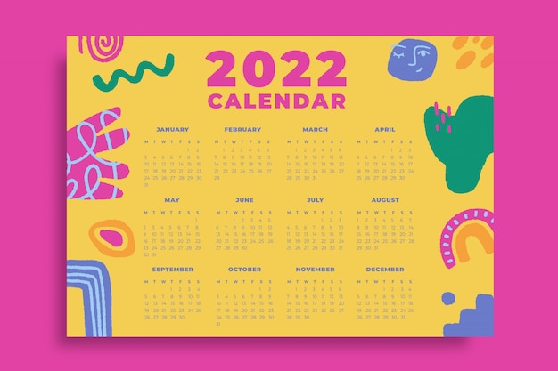 Vetor grátis calendário 2022 colorido abstrato