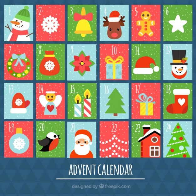 Calendário bonito advento das cores