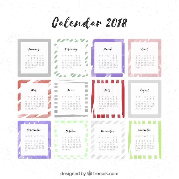 Vetor grátis calendário bonito de 2018