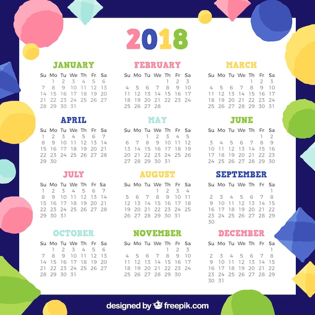 Vetor grátis calendário bonito de 2018