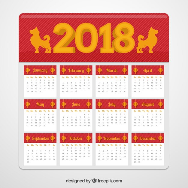 Vetor grátis calendário chinês de ano novo