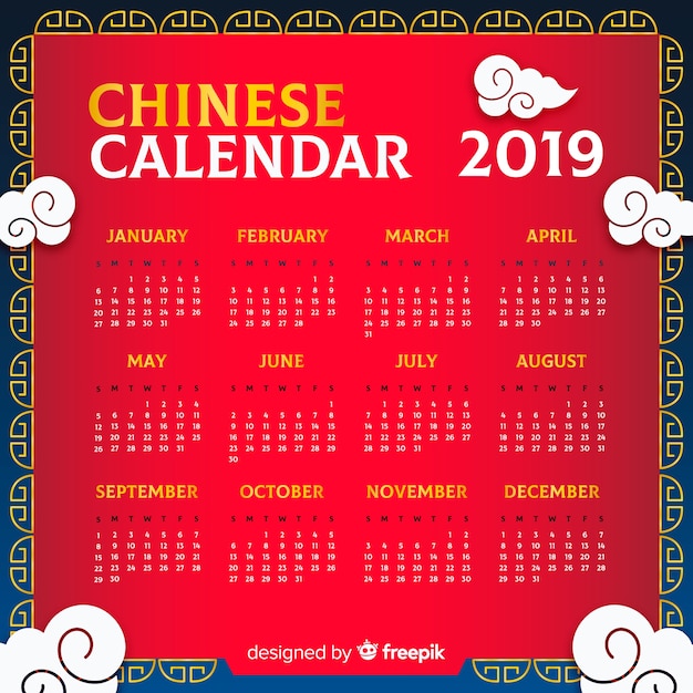Vetor grátis calendário chinês