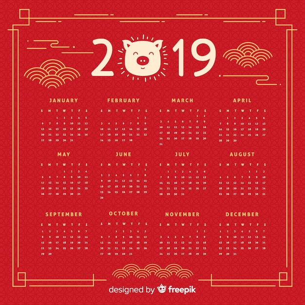 Vetor grátis calendário chinês