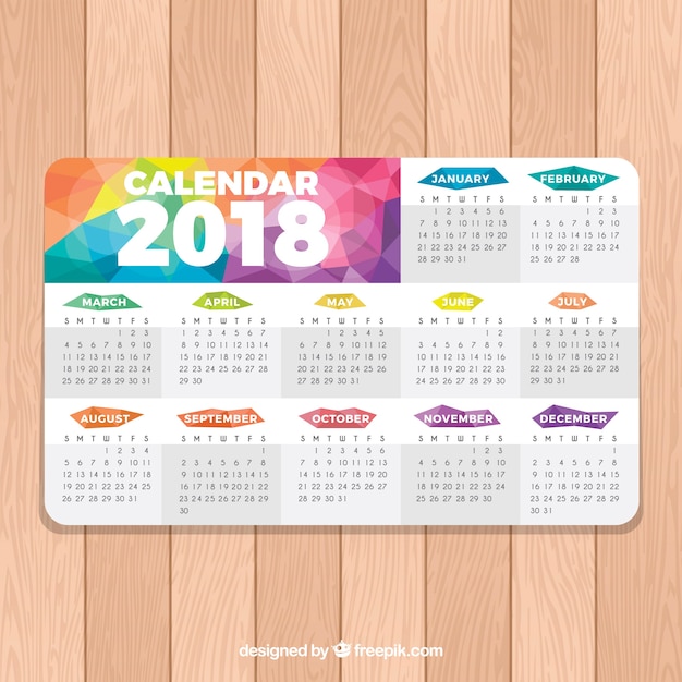 Vetor grátis calendário colorido de 2018