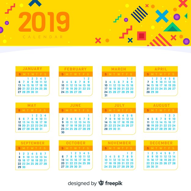 Vetor grátis calendário de 2019