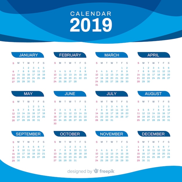 Vetor grátis calendário de 2019