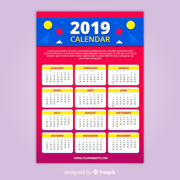 Vetor grátis calendário de 2019