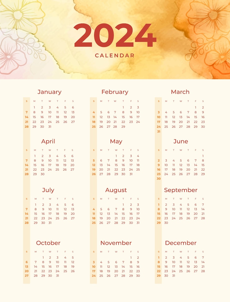 Vetor grátis calendário de 2024