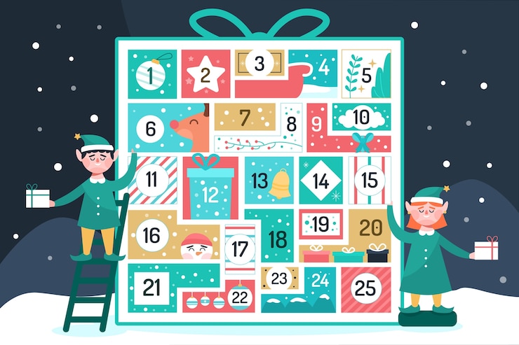 Vetor grátis calendário de advento festivo de design plano