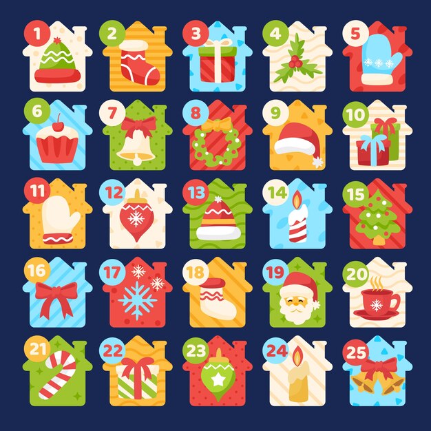 Calendário de advento festivo de design plano