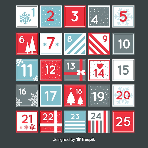 Vetor grátis calendário de advento moderno de natal