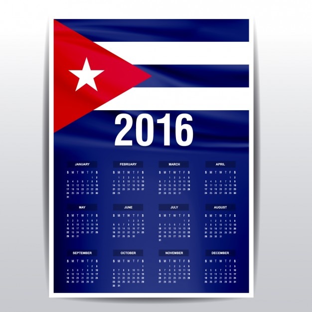 Vetor grátis calendário de cuba 2016