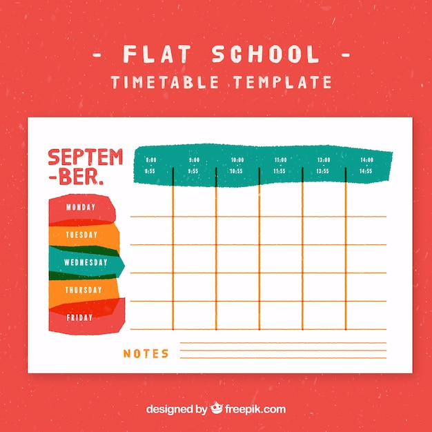 Calendário de escola plana criativo