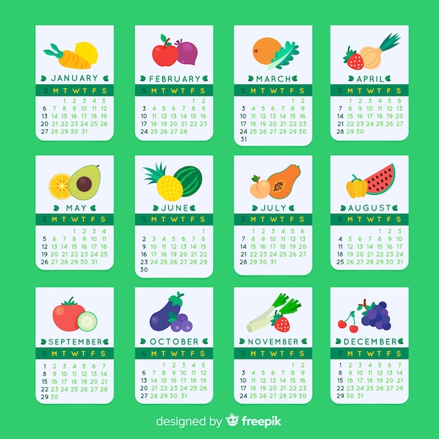 Calendário de frutas e legumes da época