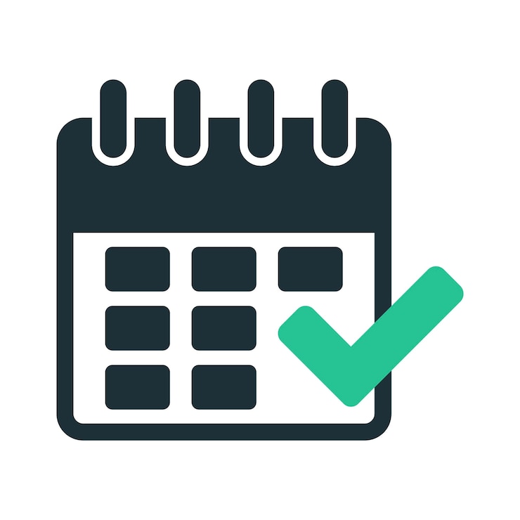 Vetor grátis calendário de glifos com marca de verificação