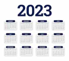 Vetor grátis calendário de páginas de estilo mínimo 2023 para o ano novo