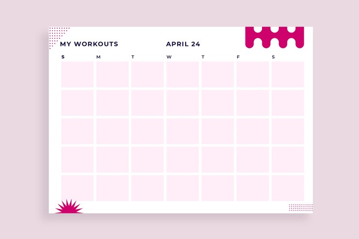 Vetor grátis calendário de treino mensal preenchível simples e monocolor