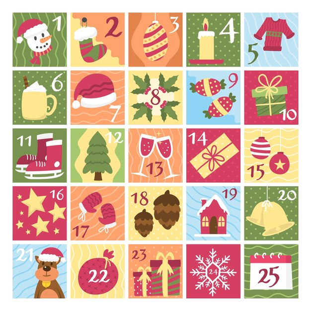Calendário do advento colorido lindo
