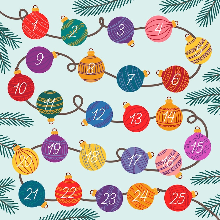 Vetor grátis calendário do advento desenhado à mão