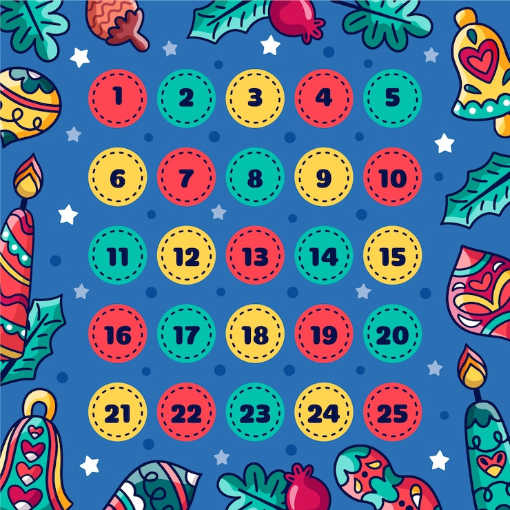 Vetor grátis calendário do advento na mão desenhada
