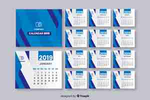 Vetor grátis calendário do ano 2019