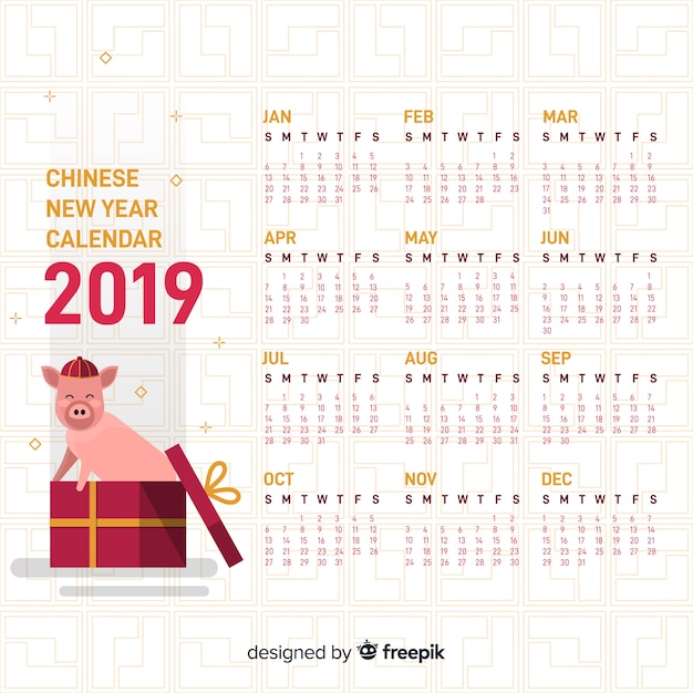 Calendário do ano novo chinês de 2019