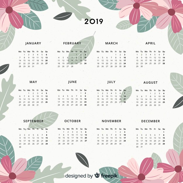 Calendário do mês 2019