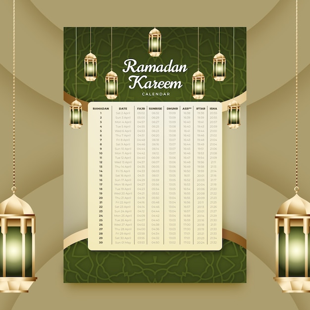 Calendário do ramadã gradiente