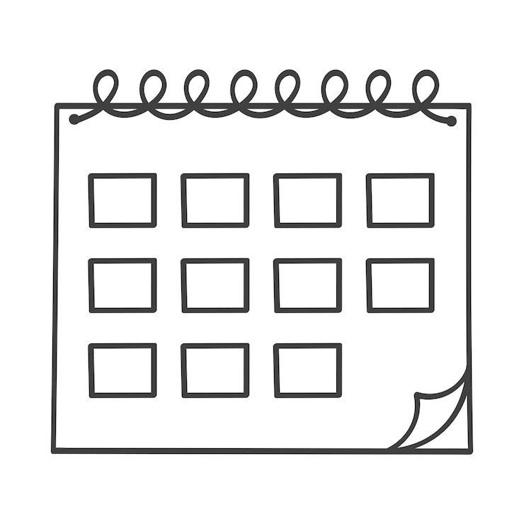Vetor grátis calendário doodle style curly line binder