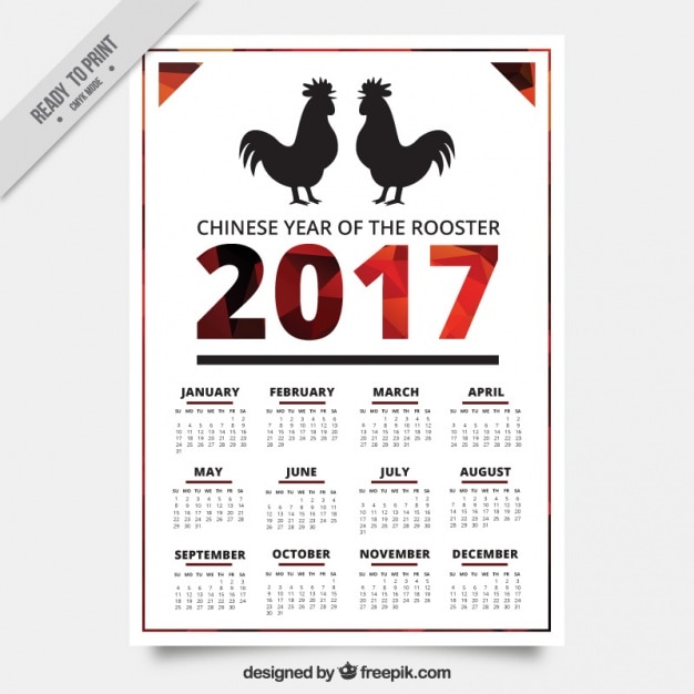 Calendário fantástico para o ano novo chinês