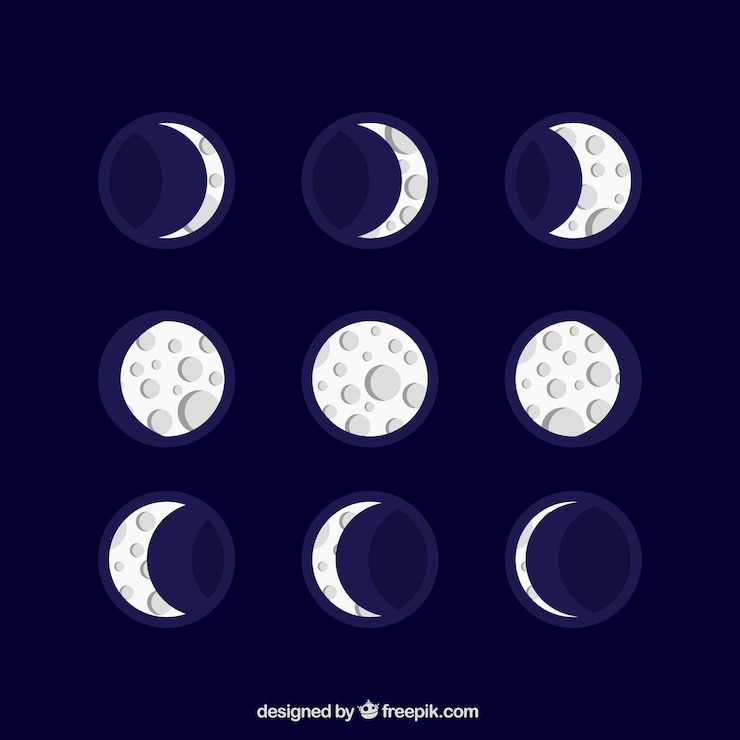 Vetor grátis calendário lunar de nice, em design plano