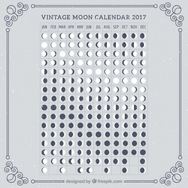 Vetor grátis calendário lunar retro 2017