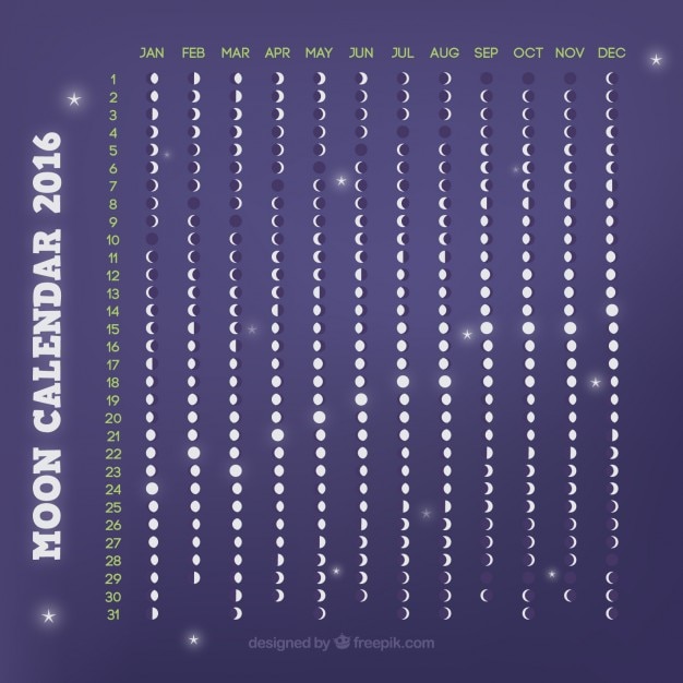 Calendário lunar roxo 2016