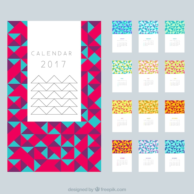 Vetor grátis calendário moderno 2017 em design poligonal