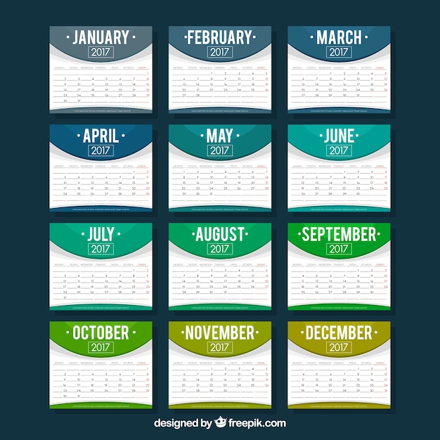 Calendário moderno de 2017