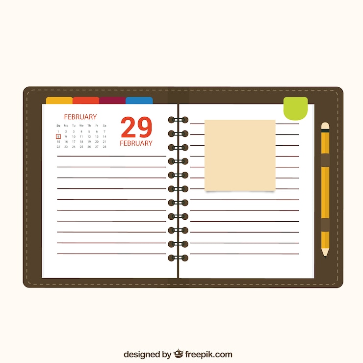 Vetor grátis calendário notebook papel