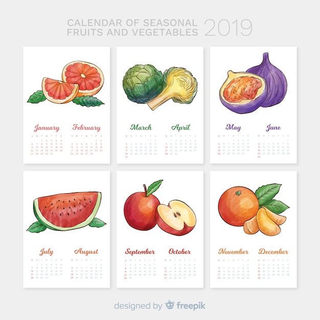 Calendário sazonal de legumes e frutas