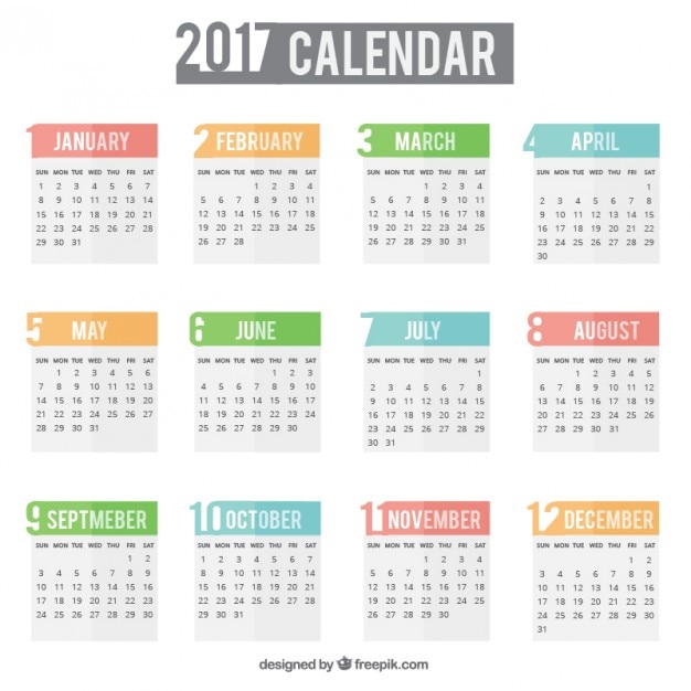 Vetor grátis calendário simples para 2017