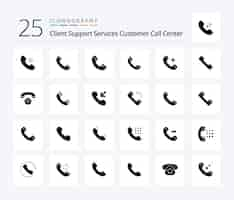 Vetor grátis call 25 solid glyph icon pack incluindo anel de telefone celular excluir hospital