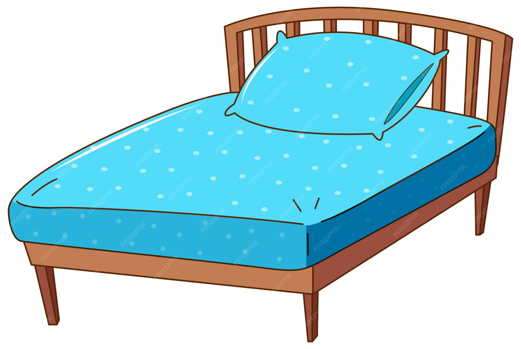 Cama com travesseiro e lençol azul Vetor Grátis