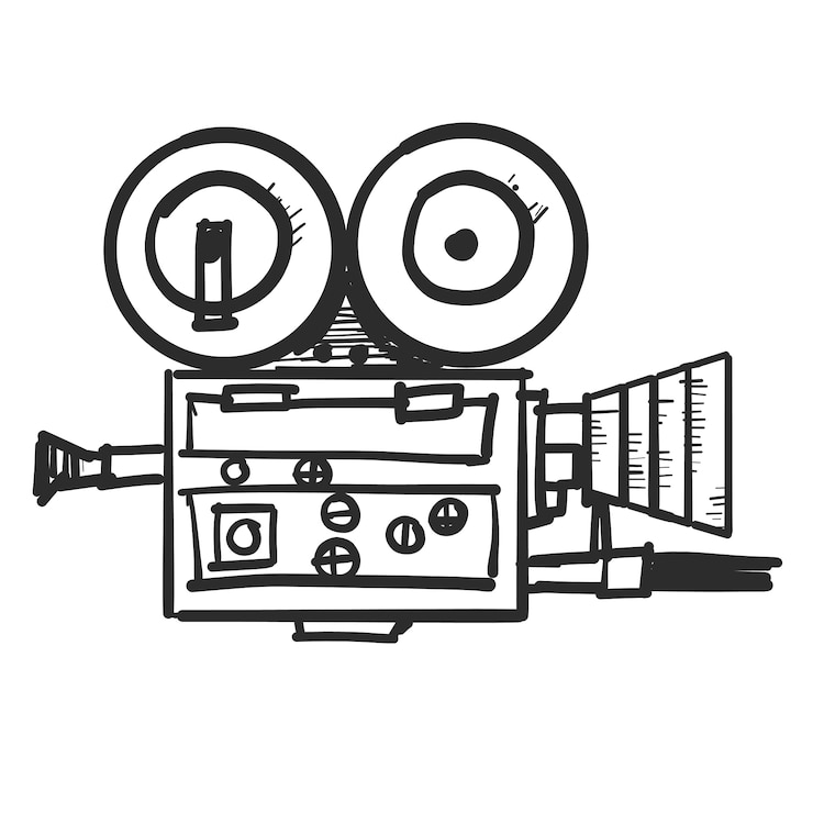 Vetor grátis câmera de vídeo doodle