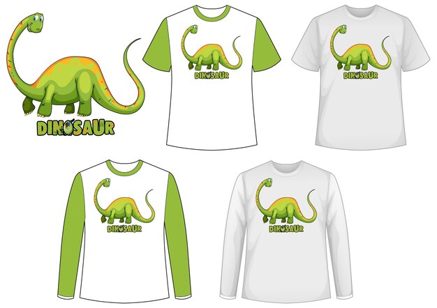 Camisa de simulação com personagem de desenho animado de dinossauro