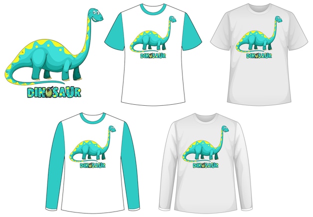 Camisa modelo com personagem de desenho animado de dinossauro