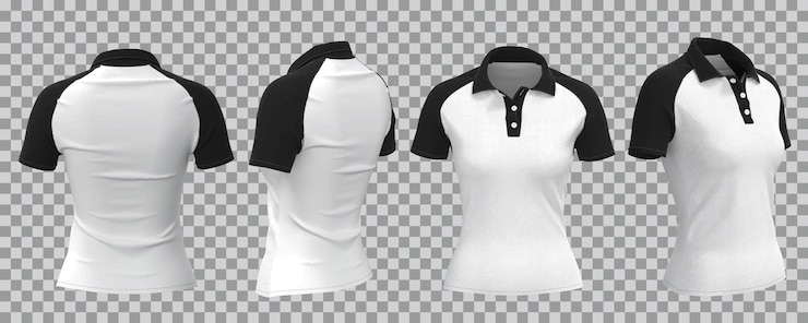 Vetor grátis camisa polo feminina branca e preta realista em visão diferente