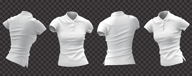 Vetor grátis camisa polo feminina branca realista em visão diferente