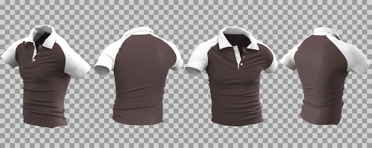 Vetor grátis camisa polo masculina branca e marrom em visão diferente