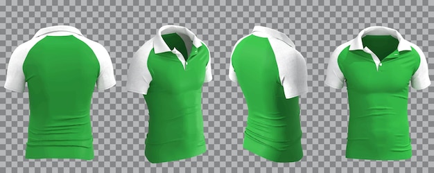 Vetor grátis camisa polo masculina branca e verde em visão diferente