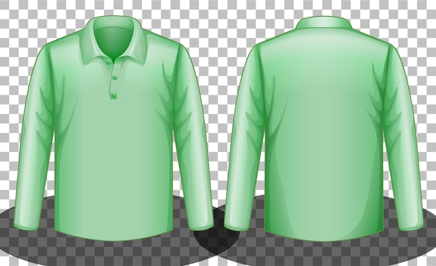 Camisa pólo verde de mangas compridas na frente e nas costas